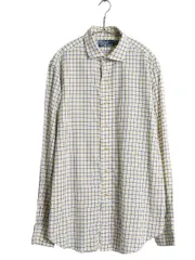 【お得なクーポン配布中!】 00s ポロ ラルフローレン チェック 長袖 シャツ メンズ L / オールド コットン ポニー無し ワイシャツ シンプル カジュアル ゆったり 薄手