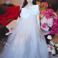 【新品 未使用】2026新作 カラードレス プリンセスライン チュチュドレス チュールドレス オフショルダー ブルー ロングドレス ウェディングドレス 結婚式 二次会 花嫁 前撮り 演奏会 発表会 ステージ衣装 