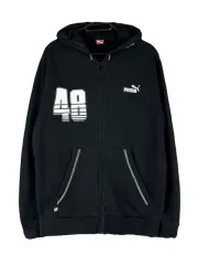 L PUMA PUMA(プーマ) コットン 100 % ジップアップパーカー フード付き 黒