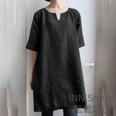 【新品未使用】チュニック レディース トップス シャツ ブラウス ｔシャツ ロング 半袖 夏 無地 大きいサイズ ワンピース 40代 ゆったり 体型カバー シンプル 50代 qwcp167