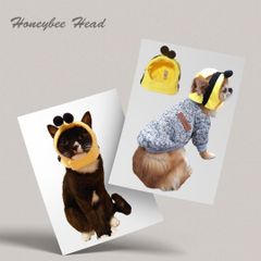 ペット帽子　ミツバチヘッド　コスチューム　かぶりもの　犬グッズ　猫グッズ　コスプレ ハロウィン インスタ映え　イベント　仮装 PAA0041