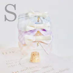 Sサイズ⑅くすみパステルチェックの付け襟首輪⑅チョーカーハンドメイド