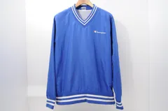 中古 メンズ チャンピオンゴルフ Champion ジャケット XL 青 ブルー 長袖Vネックプルオーバー 裏地メッシュ
