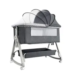 KiNO LiNPO 移動式ベビーベッド　ネイビーブルー Amazon.co.jp: Kino Linpo ベビーベッド 添い寝 新生児ベッド 乳児用