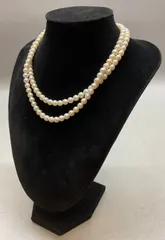 SN62 真珠2連ネックレス パール silver刻印 珠径 5.7mm 首周り 40cm 重さ 37.6g