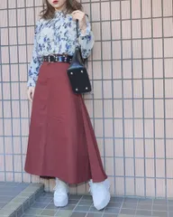 Chino Long A-Line Skirt (Bordeaux)のサムネイル