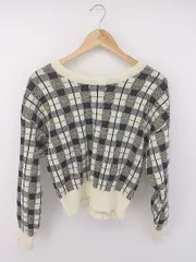 ◇ studio CLIP スタディオクリップ チェック ニット 長袖 カーディガン サイズM ベージュ系 ブラック レディース P  【1302180003093】