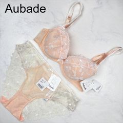 【新品タグ付き】Aubade　オーバドゥ　ブラジャー　B85　ショーツ　1　ランジェリー　下着　プレゼント　ギフト　レース　刺繍
