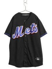【お得なクーポン配布中!】 メッツ ベースボール シャツ メンズ L 古着 MLB オフィシャル ナイキ 大リーグ ユニフォーム ゲームシャツ ジャージ 半袖シャツ 重ね着 黒