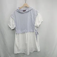 ◇ ⊂ LOVETOXIC ロゴ刺<!-利用不可文字-!> レイヤード キッズ 半袖 膝上丈 ワンピース サイズL160 ライトブルー ホワイト系 女の子 E  【1502180004322】
