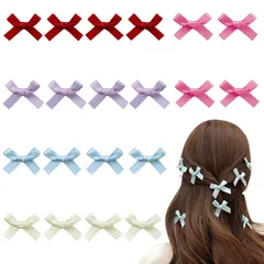 【在庫処分】(5色 20個セット) ヘアクリップセット リボン リボン 髪飾り 蝶結びミニ 前髪留め レース ヘアアクセサリー おしゃれ ヘアピン 可愛い かわいい レース 誕生日 ヘアクリップ 結婚式 子供 レディース