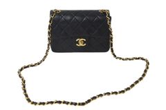 CHANEL シャネル ミニマトラッセ18 チェーンショルダーバッグ ラムスキン ブラック 1番台 美品 中古 4b001699