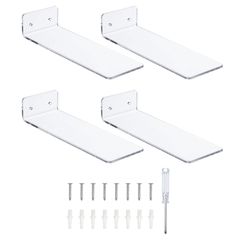 【在庫処分】x 20.3 7.6 靴コレクション用 ショーケース x アクリル靴棚 4 壁取り付け cm フローティングシューズ陳列棚 4個 uxcell