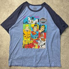 [2XL] DC 코믹스 저스티스 리그 링거 블루 T 셔츠 오버사이즈 빅 실루엣 빅 사이즈 박스 실루엣 Y2K 느슨함