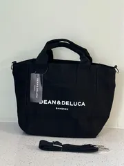 DEAN & DELUCA トートバッグ ショルダーバッグ レディース キャンバス 帆布 ミニトート 仕切り おしゃれ　ブラック 大容量 通勤