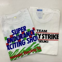 新品 カワサキ スズキ モータースポーツプリントTシャツ 半袖 丸首 2枚セット ワンサイズ バイク バイクレース① MS0006