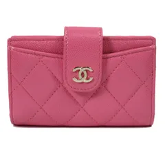 美品 シャネル CHANEL マトラッセ キャビアスキン ピンク ライトゴールド コンパクト財布 コインケース【中古】10208