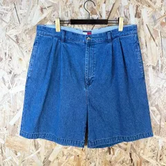 90s VINTAGE TOMMY HILFIGER ツータック デニム ショートパンツ ハーフパンツ ジーンズ ジーパン ボトムス W38 古着 b25052195【ショートパンツ】