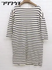 ◇ nano universe ナノ ユニバース ボーダー 七分袖 膝丈 ワンピース サイズ36 ベージュ ブラック レディース  【中古】 【1110250008929】