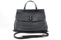 【超美品】GUCCI グッチ バンブー 2WAYショルダー ハンドバッグ ソーブラック 370830【SU65】