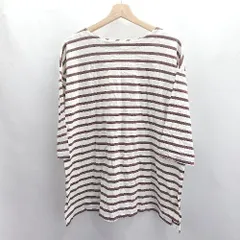 ◇ ⊂ Φ SM2 サマンサ モスモス ボーダー柄 七分袖 Tシャツ サイズF ブラウン系 レディース E  【1505290008150】