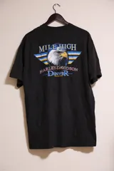 USA製 アメリカ製 Harley Davidson 大人気 ハーレーダビッドソン ブラック 両面プリント 半袖Tシャツ スカル イーグル  001