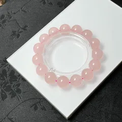 10%OFF 天然水晶★【ディープローズクォーツ】★ブレスレット 天然石 13.8-14mm ZB4821