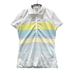 サイズ：M PUMA GOLF プーマゴルフ  半袖ポロシャツ ボーダー柄 ホワイト系 [240101534031] ゴルフウェア レディース ストスト