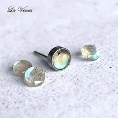 ✴︎つけっぱなしOK✴︎ 天然 ラブラドライト 一粒 ベゼルピアス 4mm 316 サージカルステンレス 金属アレルギー対応 片耳用 8月誕生石
