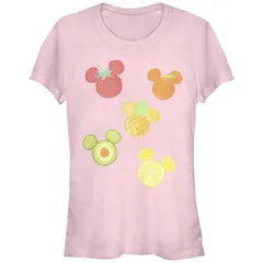 【送料無料】 ディズニー レディース Tシャツ トップス Disney's Mickey Mouse Assorted Fruit Juniors' Graphic Tee Light Pink