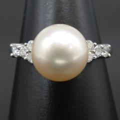 タサキ TASAKI パール リング 真珠 指輪 16号 ダイヤ ダイヤモンド プラチナ ジュエリー レディース 管理11238