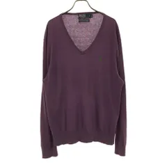ポロバイラルフローレン 長袖 Vネック コットンニット セーター M パープル Polo by Ralph Lauren メンズ
