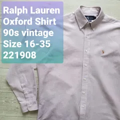 Ralph Lauren ラルフローレン■雰囲気抜群 1990s vintage 長袖 OX オックスフォードシャツ 16-35 ビッグシルエット M相当 ラベンダー 古着 USED