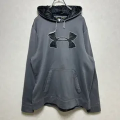 UNDER ARMOUR アンダーアーマー センタービッグロゴ刺繍 プルオーバーパーカー LG/Gサイズ グレー スウェットパーカー トレーニング ランニング
