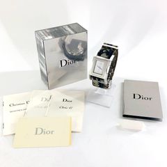 Christian Dior クリスチャン ディオール クリス D100-322 QZ/革 白文字盤 稼働品 レディース腕時計 箱 Gカード 説明書【ND-723】