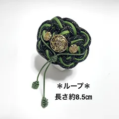 組紐の髪飾り　髪留め　ポニーフック　🔘ポニーヘア用髪飾り／フック付き　パラコード　ハンドメイド　 💚グリーン&黒ゴールドラメの２色編み