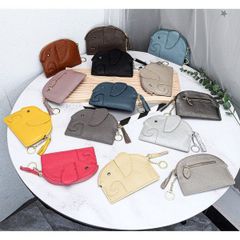 マルチポーチ ミニ財布 カードケース キーケース 牛革 ぞうさん レディース コインケース レザー 財布 象 ゾウ 薄型 ケース ポーチ マルチケース カード入れ 小銭入れ アクセサリー  "