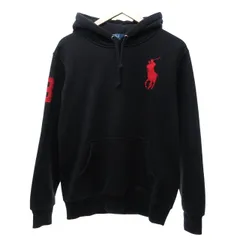 ポロ バイ ラルフローレン Polo by Ralph Lauren 90s ヴィンテージ ビックポニー刺繍 パーカー フーディー プルオーバー 長袖 黒 ブラック XL ■MET1