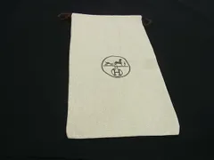 ■美品■ HERMES エルメス 約20.5cm×約38.5cm キャンバス  ヘリンボーン 巾着型 保存袋 ライトベージュ系 DK6599