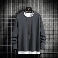 秋新作 新作 Tシャツ メンズ トップス プルオーバー スウェット 長袖 tシャツ 春秋 薄手 ロングtシャツ 春物 秋物 クルーネックruilang20