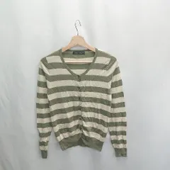 ◇ ⊂◎ URBAN RESEARCH アーバンリサーチ ボーダー柄 ウール 長袖 カーディガン サイズ1 カーキ アイボリー レディース E  【1502060016995】