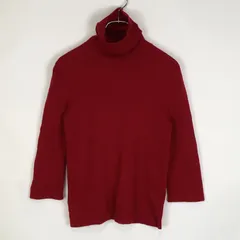 組曲 ウール タートルネック 七分袖 リブニット 赤