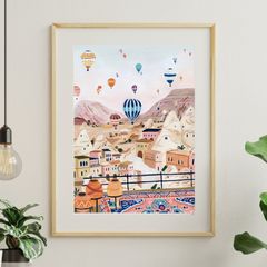 サラデママ トルコ カッパドキア 気球 風景 イラスト アート ポスター A4サイズ 21×30cm フレーム別売