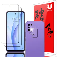 【在庫処分】III 用のガラスフィルム（2枚）+カメラフィルム（2枚）A202ZT 5G 用の Libero フイルム ZTE 強化液晶保護フィルム 【2+2枚セッ】UNEED ワンタッチ貼付け/気泡ゼロ/ケースと干渉せず/硬度9H/飛散防止/指紋防止