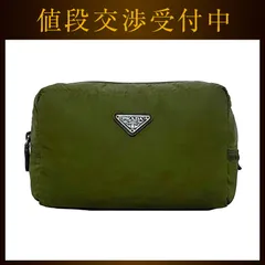 プラダ ポーチ カーキ グリーン テスート 小物入れ ナイロン レザー 中古