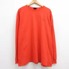 XL/古着 ラルフローレン 長袖 ブランド Tシャツ メンズ 90s ワンポイントロゴ 大きいサイズ コットン クルーネック オレンジ 25jul22 中古