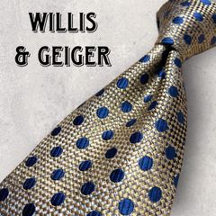 Willis & Geiger ウィリス アンド ガイガー ドット柄 水玉柄 ネクタイ ゴールド