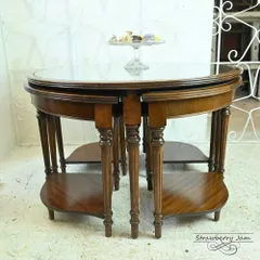 英国アンティーク 木製 ネストテーブル サイド机 飾り棚 816-6 楽天