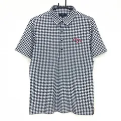 【美品】キャロウェイ 半袖ポロシャツ 白×ネイビー 千鳥格子柄 ボタンダウン メンズ L ゴルフウェア Callaway