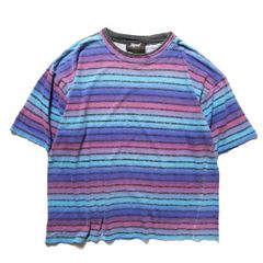 美品】USED 00s マルチボーダー Tシャツ ボックスシルエット BLK 